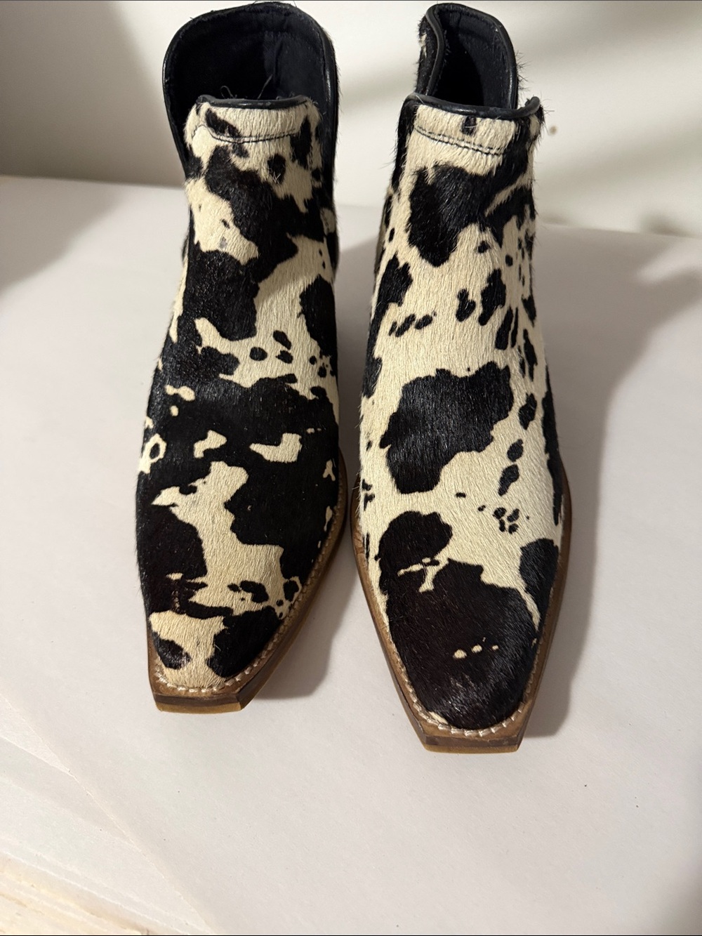 Myra Bag Black & White Cowhide Western Ankle Booties - Picture 3 of 8